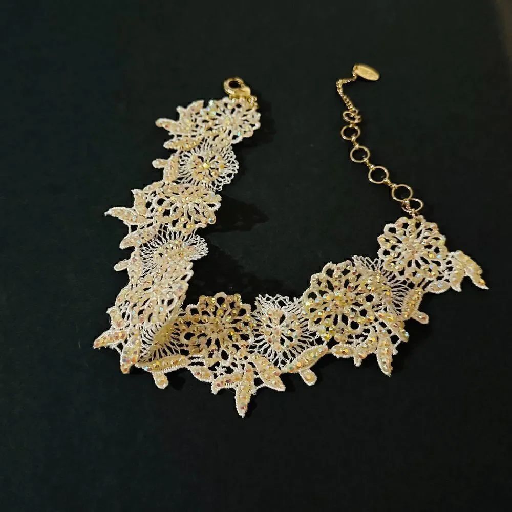 Gass Bead & Lace Ivory Choker Amrita Singh